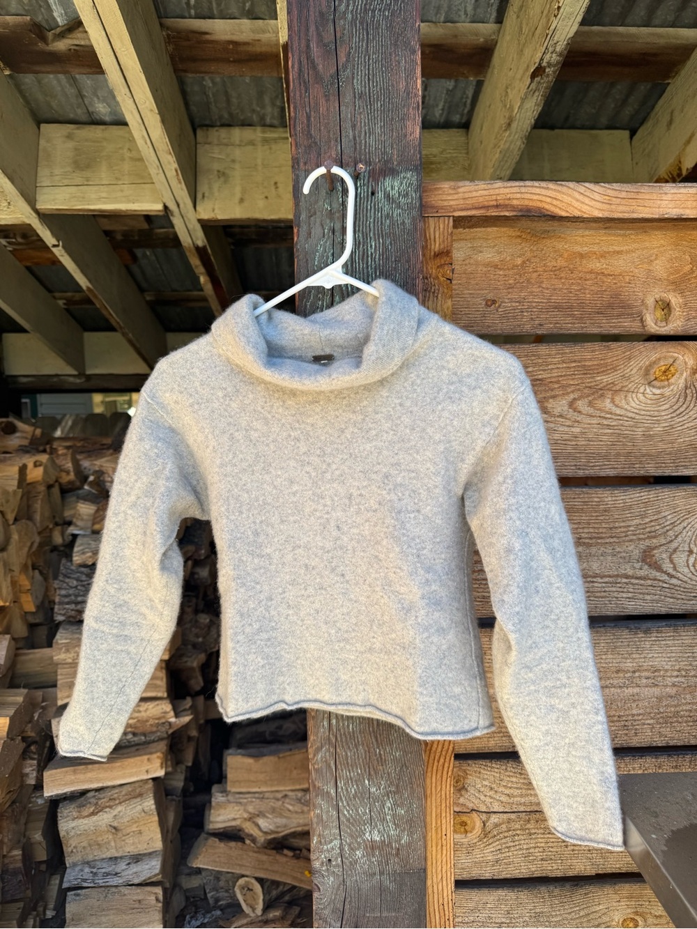 Free People Light Gray Cowl Neck Sweater